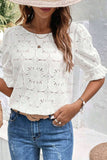Round Neck Flounce Sleeve Blouse - Trendsi - Flyclothing LLC