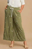 Umgee Full Size Lace Drawstring Embroidered Bow Wide Leg Pants Plus Size - Trendsi - Flyclothing LLC