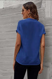 Full Size Notched Short Sleeve Blouse - Trendsi - Flyclothing LLC