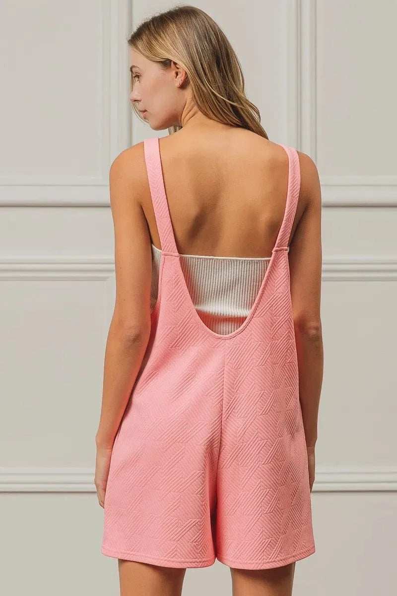 BiBi Texured Jacquard Romper with Side Pockets - Trendsi - Flyclothing LLC