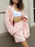Button Up Long Sleeve Shirt and Shorts Set - Trendsi - Flyclothing LLC