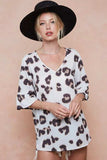 BiBi Leopard Printed V Neck Woven Top with Ruffled - Trendsi - Flyclothing LLC