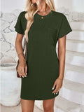 Round Neck Short Sleeve Mini Dress - Trendsi - Flyclothing LLC