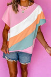 Color Block Round Neck Short Sleeve T Shirt - Trendsi - Flyclothing LLC