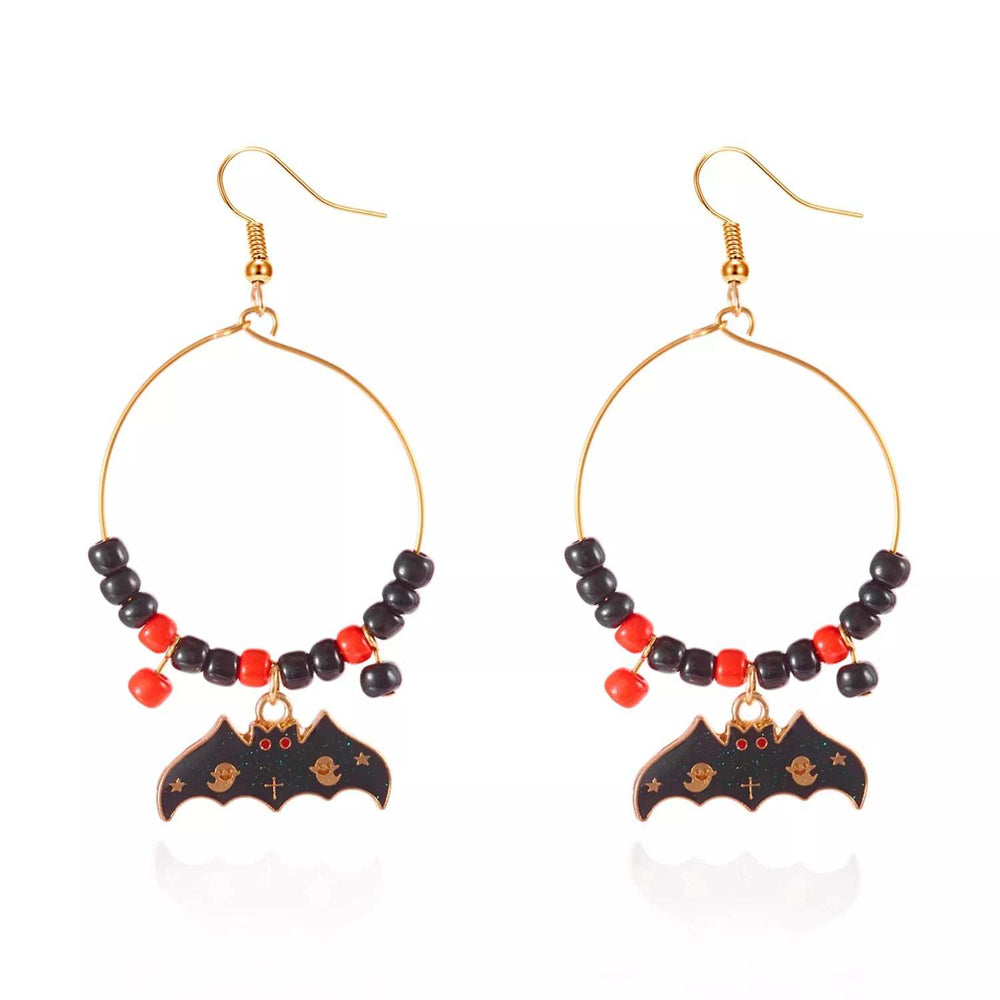 Halloween Bat Charm Hoop Earrings - Trendsi - Flyclothing LLC