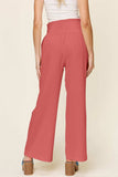 Double Take Full Size Texture Smocked Waist Wide Leg Pants - Trendsi - Flyclothing LLC