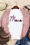 MAMA Sequin Round Neck Short Sleeve T-Shirt - Trendsi - Flyclothing LLC