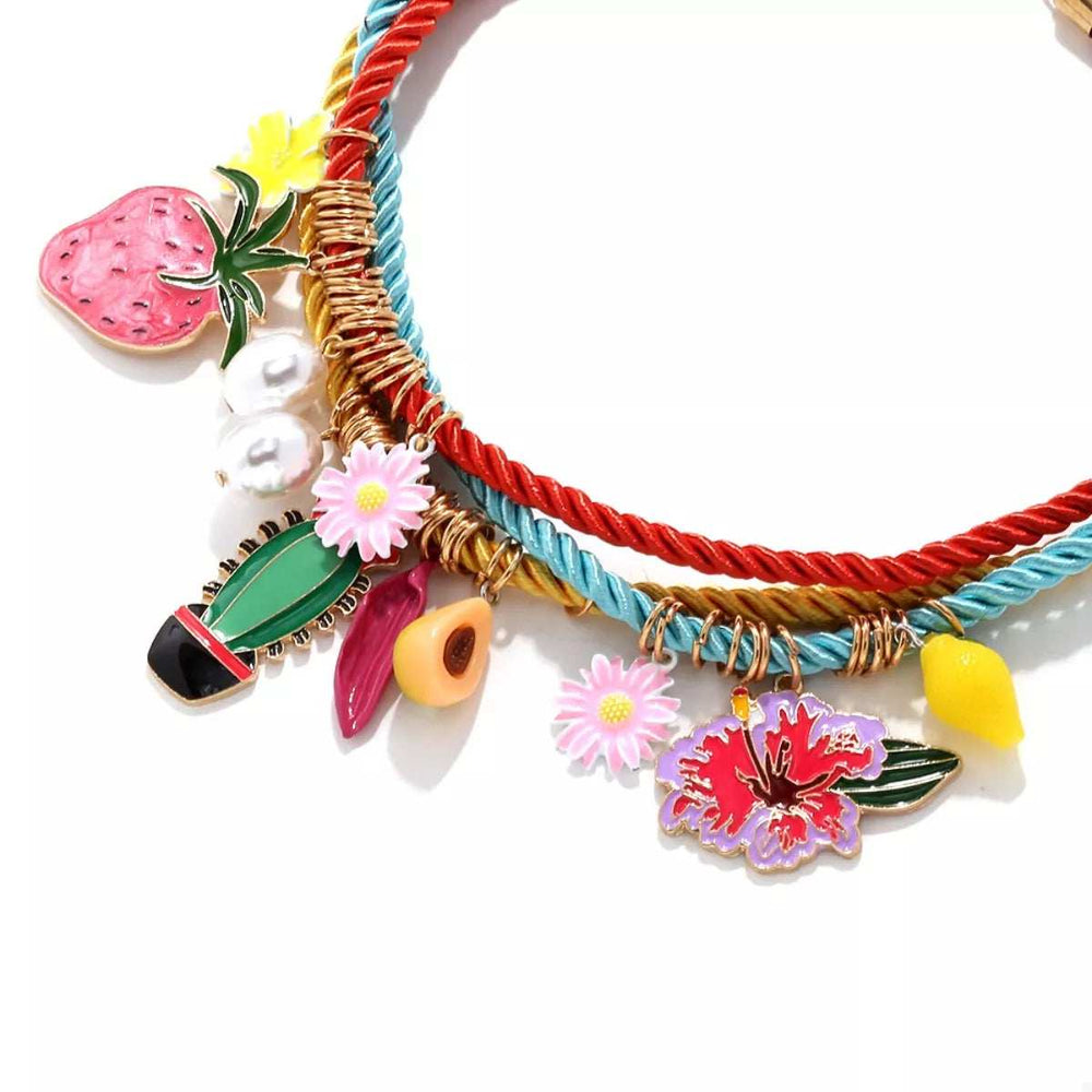 3 Piece Colorful Rope Charm Necklace - Trendsi - Flyclothing LLC