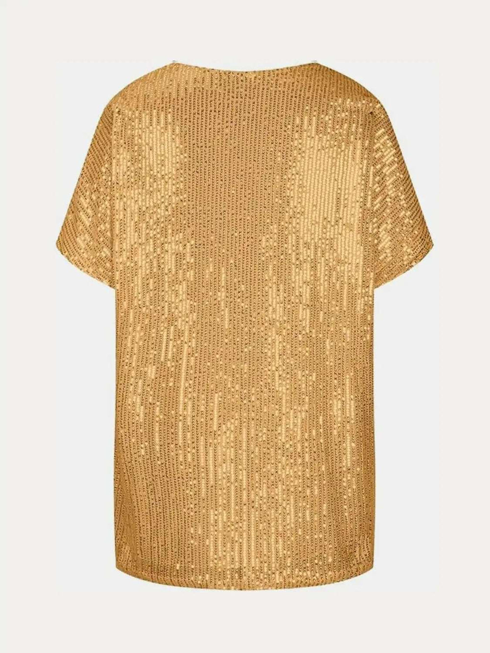 Full Size Sequin V-Neck Short Sleeve Top - Trendsi - Flyclothing LLC