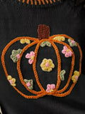 SO ME Pumpkin Floral Embroidered Thanksgiving Sweater - Trendsi - Flyclothing LLC