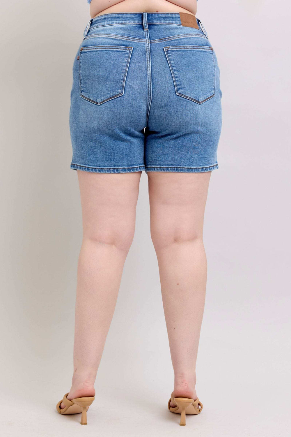 Judy Blue Full Size 2 Button Denim Shorts with Pockets Plus Size - Trendsi - Flyclothing LLC