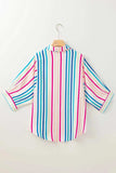 Contrast Stripes Collared Neck Button Up Shirt - Trendsi - Flyclothing LLC