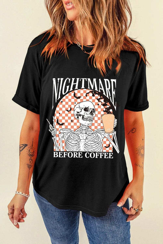 Graphic Round Neck Short Sleeve T-Shirt - Trendsi - Flyclothing LLC