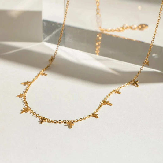 18K Gold-Plated Cross Necklace - Trendsi - Flyclothing LLC