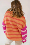 Striped Round Neck Long Sleeve Sweater - Trendsi - Flyclothing LLC