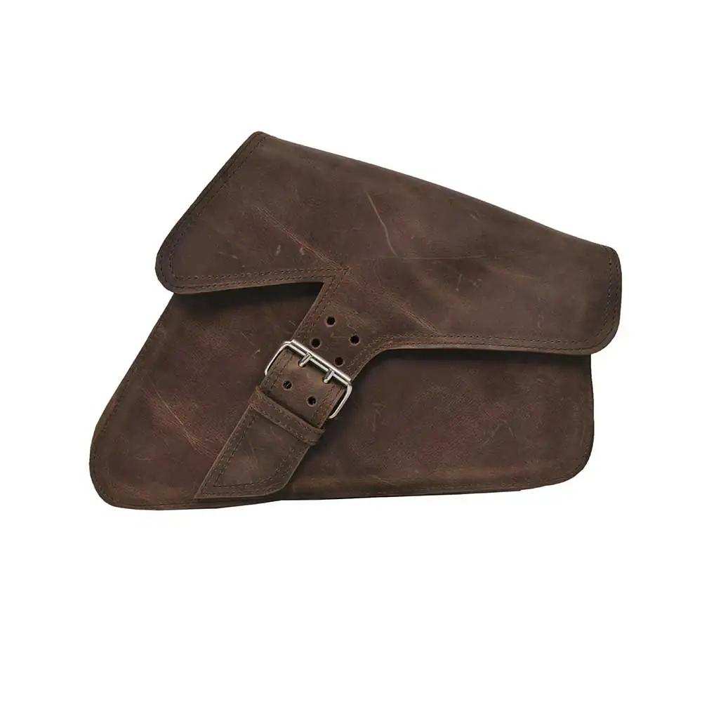 Brown - Left Side Leather Swing Arm Bag - Unik Just for Bikers - Flyclothing LLC