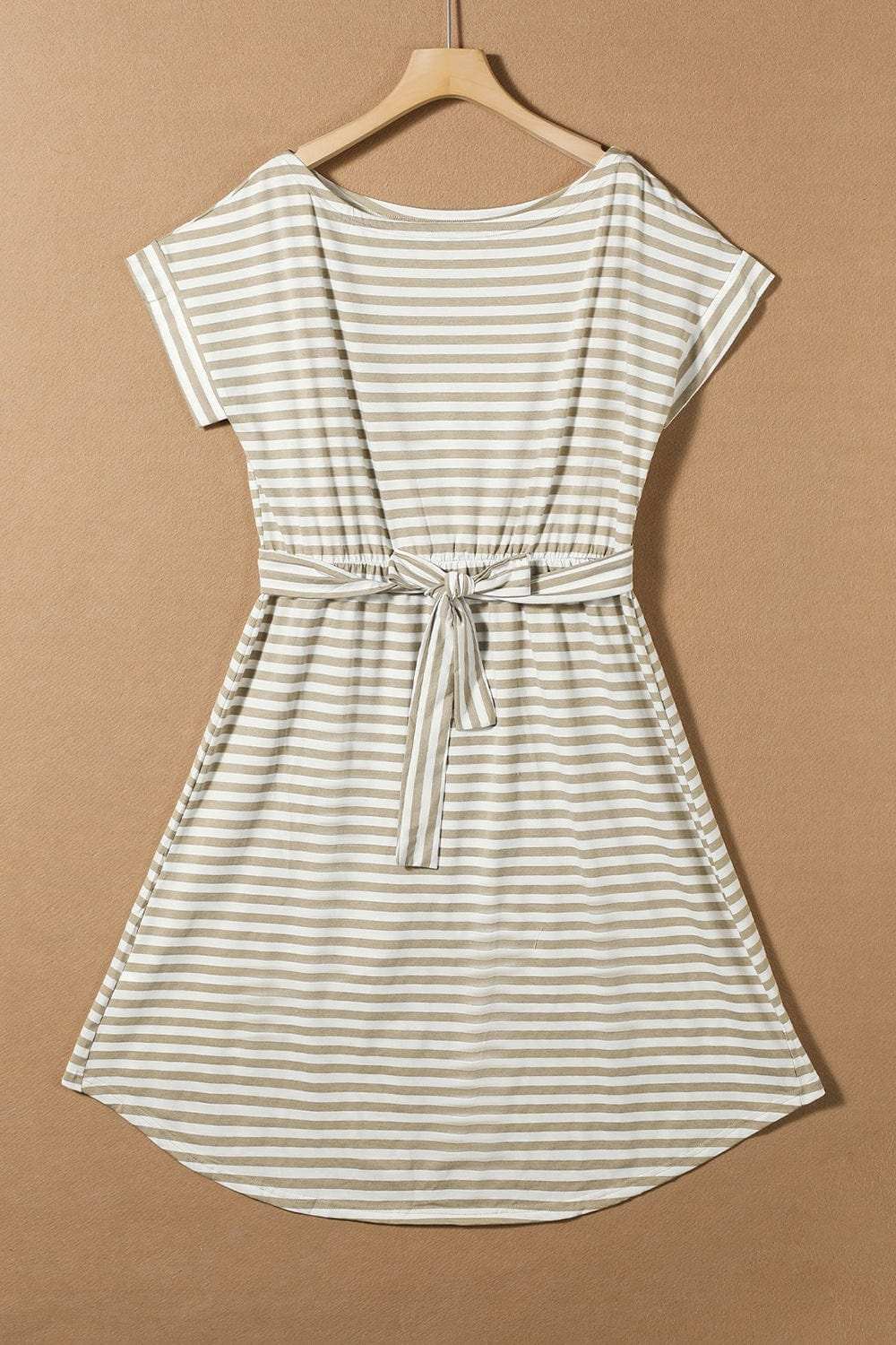Tied Striped Cap Sleeve Dress - Trendsi - Flyclothing LLC