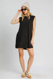 Umgee Round Neck Sleeveless High-Low Curved Hemline Mini Dress - Trendsi - Flyclothing LLC