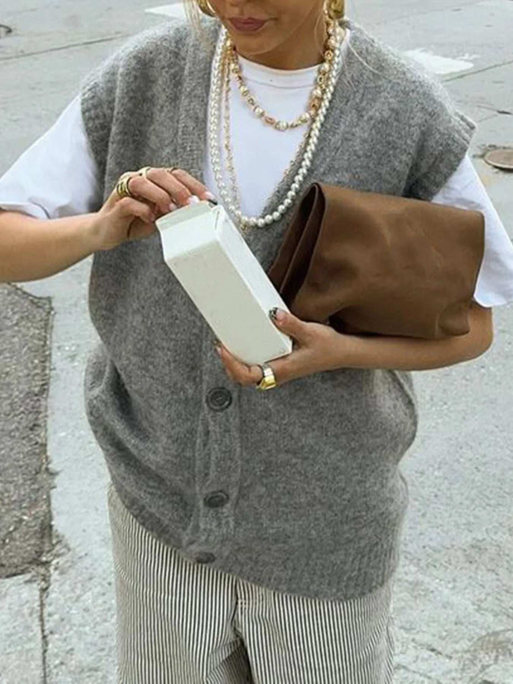 Button-Front Sweater Vest - Trendsi - Flyclothing LLC