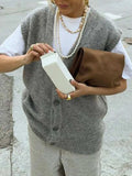 Button-Front Sweater Vest - Trendsi - Flyclothing LLC