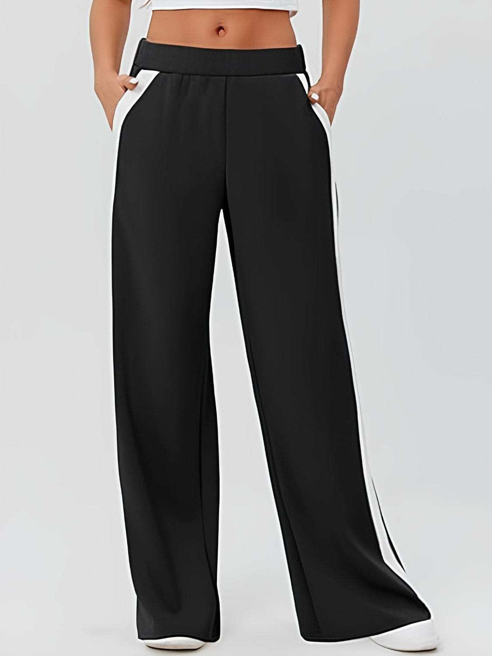 Side Striped Wide Leg Pants - Trendsi - Flyclothing LLC