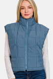 Zenana Zip Up Cropped Puffer Vest with Pockets - Trendsi - Flyclothing LLC
