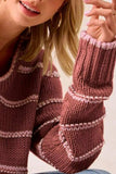 BiBi Striped Long Sleeve Sweater - Trendsi - Flyclothing LLC