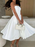 Solid Color Tube Midi Dress - Trendsi - Flyclothing LLC