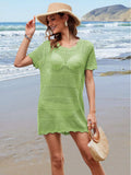 Openwork Round Neck Short Sleeve Cover-UP - Trendsi - Flyclothing LLC