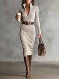 Full Size Ribbed Knit Turtleneck Sweater Dress Plus Size - Trendsi - Flyclothing LLC