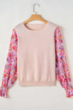 Printed Round Neck Flounce Sleeve Sweater - Trendsi - Flyclothing LLC