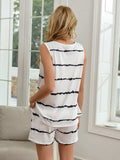 Striped Round Neck Tank and Shorts Lounge Set - Trendsi - Flyclothing LLC