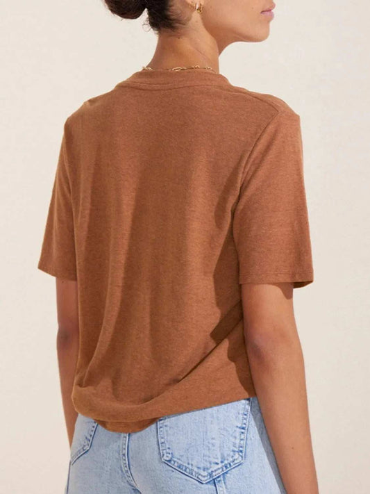 V-Neck Short Sleeve T-Shirt - Trendsi - Flyclothing LLC