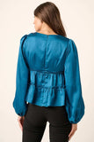 Mittoshop Satin V Neck Ruffled Tier Blouse - Trendsi - Flyclothing LLC