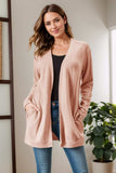 Cable-Knit Open Front Long Sleeve Cardigan - Trendsi - Flyclothing LLC