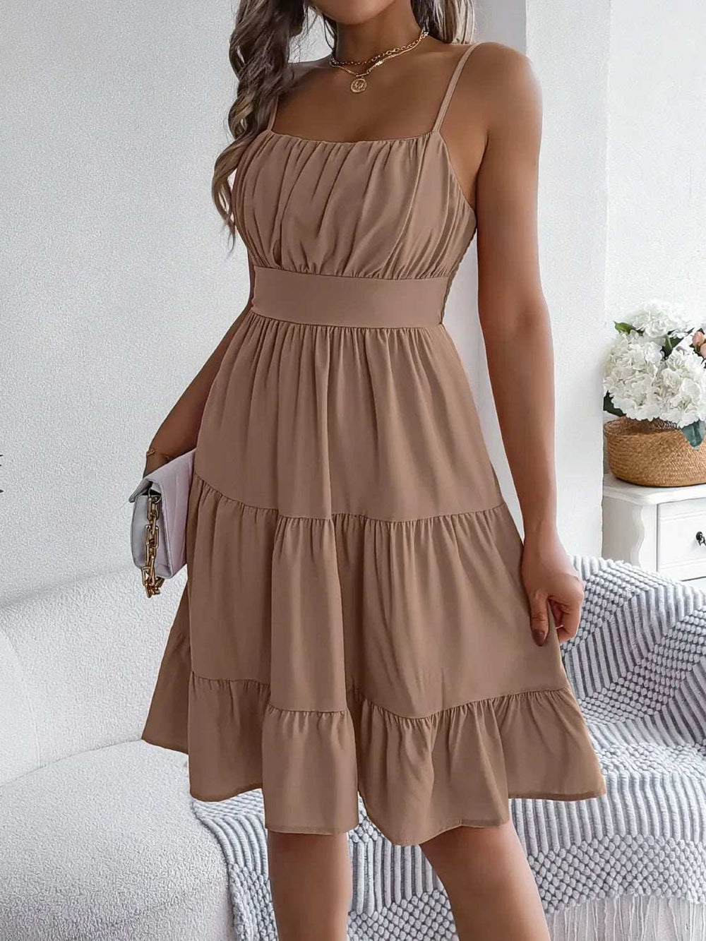 Smocked Back Tiered Cami Dress - Trendsi - Flyclothing LLC