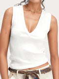 Solid V-Neck Tank - Trendsi - Flyclothing LLC