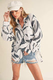Aemi + Co High-Low Printed Button Up Long Sleeve Shirt - Trendsi - Flyclothing LLC