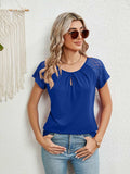 Lace Detail Round Neck Short Sleeve T-Shirt - Trendsi - Flyclothing LLC