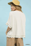 Umgee Linen Blend Scallop Trim Top - Trendsi - Flyclothing LLC