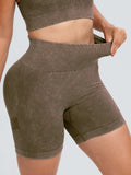 Washed High Waist Active Shorts - Trendsi - Flyclothing LLC