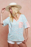 BiBi Multi Color Leopard Printed French Terry T-Shirt - Trendsi - Flyclothing LLC