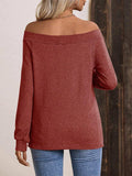 Off-Shoulder Long Sleeve T-Shirt - Trendsi - Flyclothing LLC