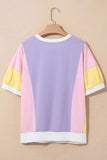 Color Block Patchwork Half Sleeve Oversized T Shirt - Trendsi - Flyclothing LLC