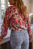 Frill Floral Button Down Long Sleeve Shirt - Trendsi - Flyclothing LLC