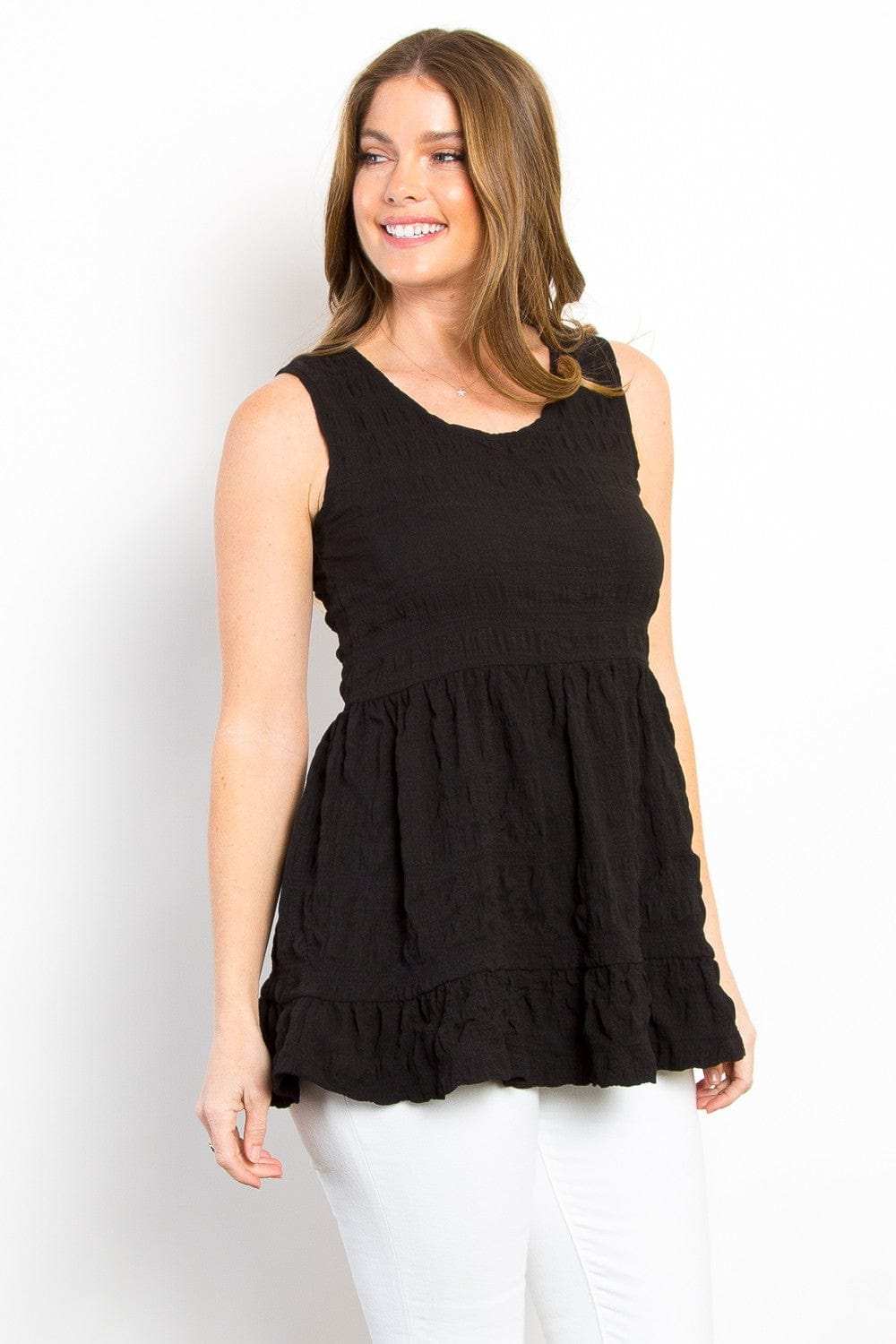 Be Stage Ruffled Sleeveless Babydoll Top - Trendsi - Flyclothing LLC