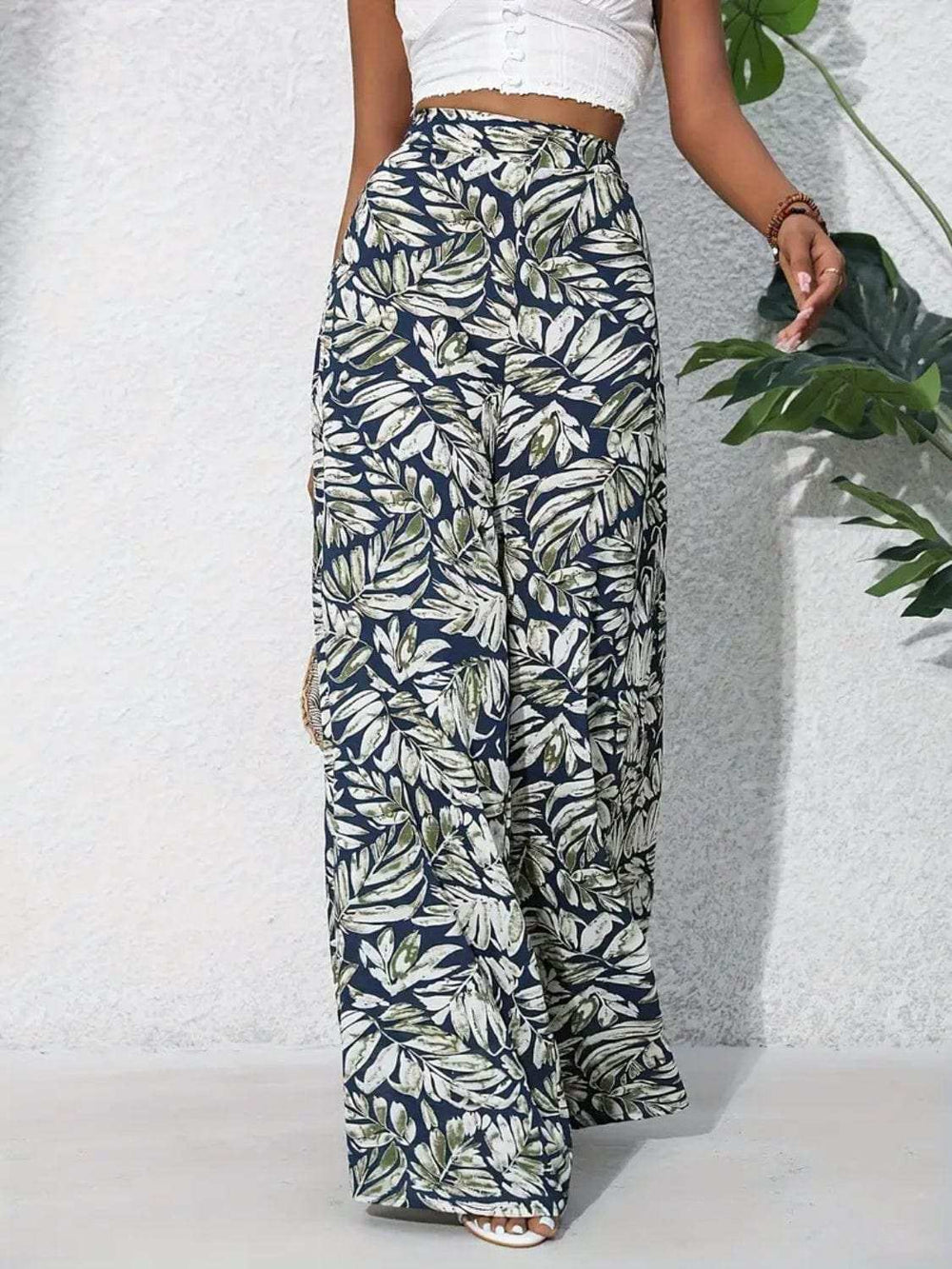 Printed High Waist Wide Leg Pants - Trendsi - Flyclothing LLC