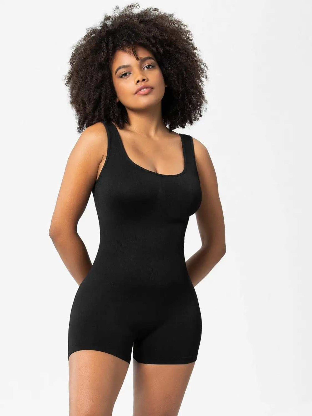 Scoop Neck Wide Strap Shaping Romper - Trendsi - Flyclothing LLC