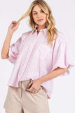 Mittoshop Button Down Striped Puff Sleeve Shirt - Trendsi - Flyclothing LLC