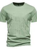 Men's Round Neck Geometric Embroidered T-Shirt - Trendsi - Flyclothing LLC